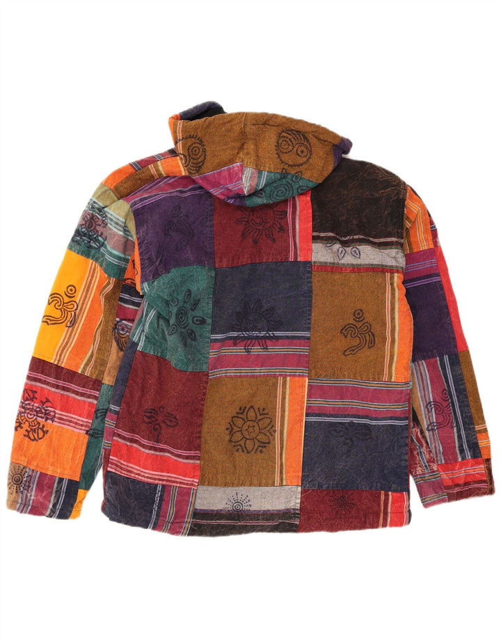 Vintage Mens Hooded Anorak Jacket UK 36 Small Multicoloured Patchwork Aztec
