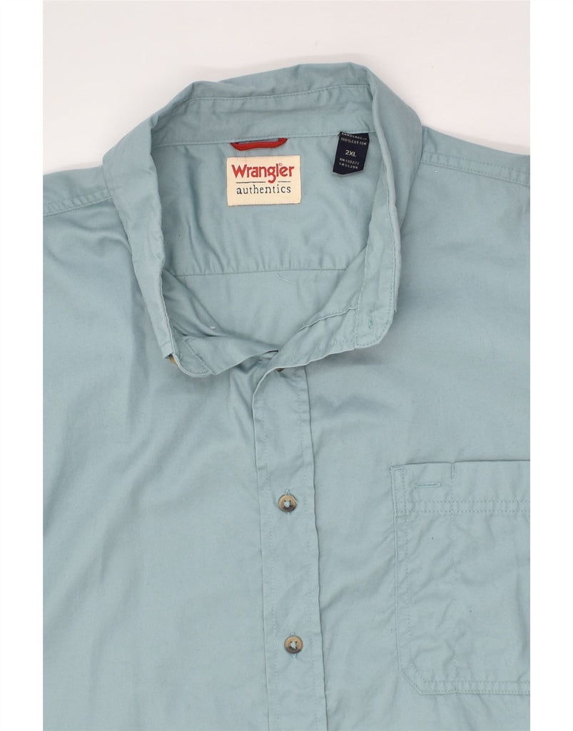 WRANGLER Mens Short Sleeve Shirt 2XL Blue Cotton | Vintage Wrangler | Thrift | Second-Hand Wrangler | Used Clothing | Messina Hembry 