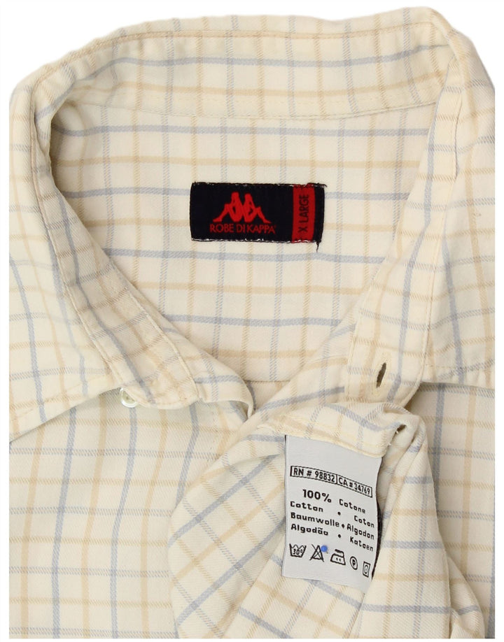 Kappa Mens Shirt XL Off White Check Cotton