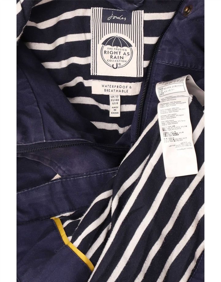 Joules Womens Hooded Rain Jacket UK 12 Medium Navy Blue Cotton