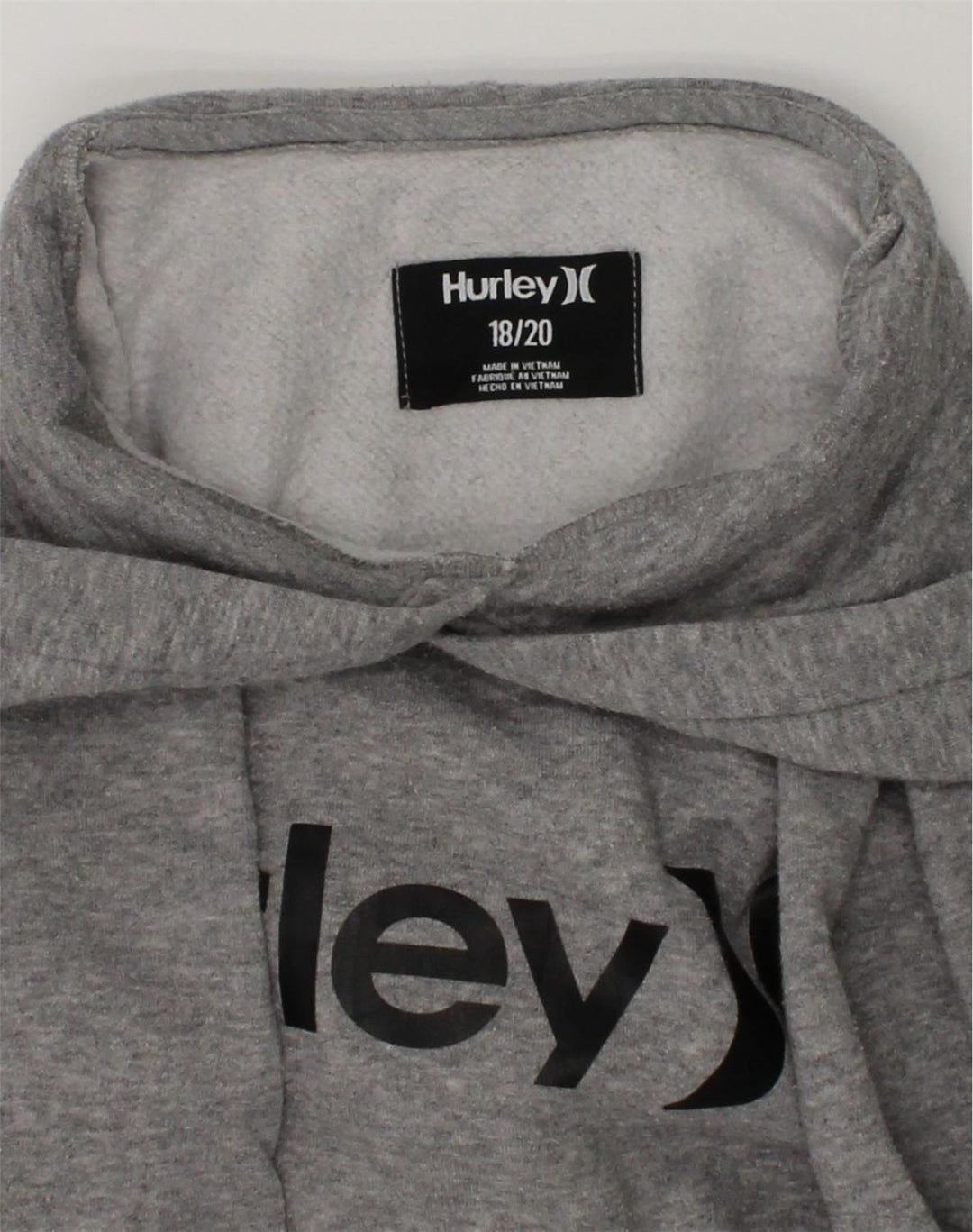 HURLEY Boys Graphic Hoodie Jumper 15-16 Years Grey Cotton | Vintage Hurley | Thrift | Second-Hand Hurley | Used Clothing | Messina Hembry 