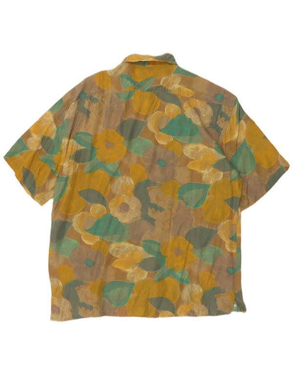 Ciao Mens Short Sleeve Shirt Small Yellow Floral