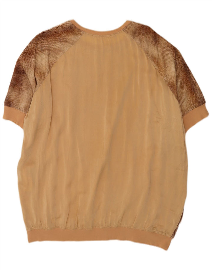 Elisabetta Franchi Womens Oversized Blouse Top IT 42 Medium Brown Tie Dye