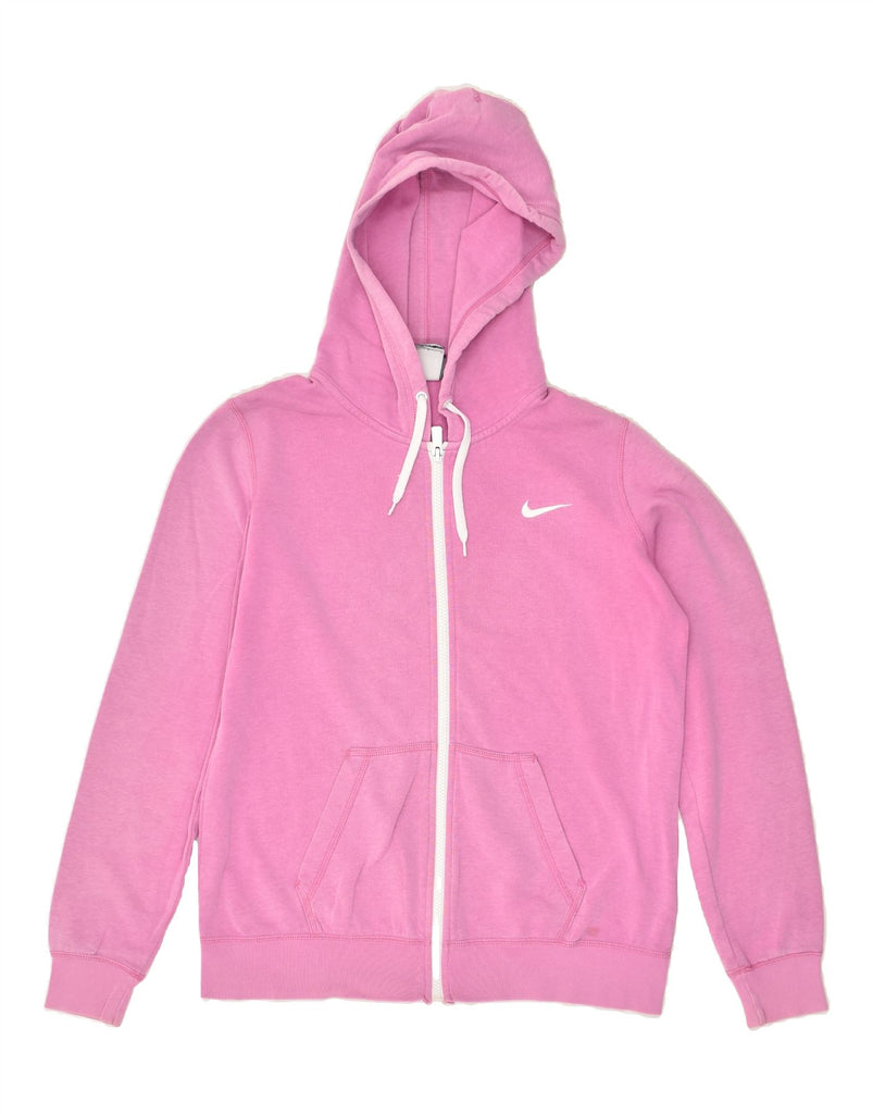 NIKE Womens Zip Hoodie Sweater UK 16 Large Pink Cotton | Vintage Nike | Thrift | Second-Hand Nike | Used Clothing | Messina Hembry 