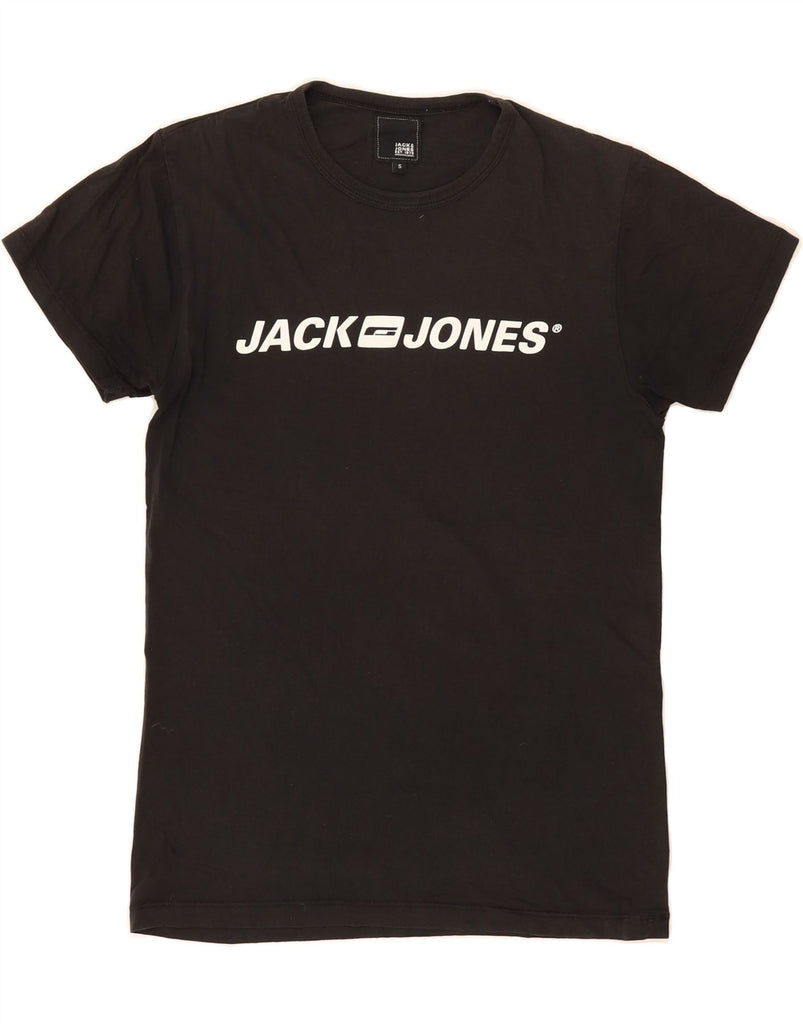 JACK & JONES Mens Graphic T-Shirt Top Small Black Vintage Jack & Jones and Second-Hand Jack & Jones from Messina Hembry 