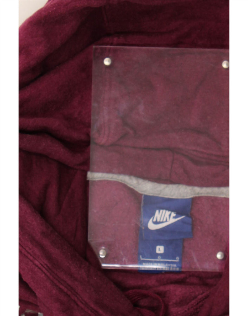 NIKE Womens Graphic Oversized Hoodie Jumper UK 16 Large Maroon Cotton Vintage Nike and Second-Hand Nike from Messina Hembry 
