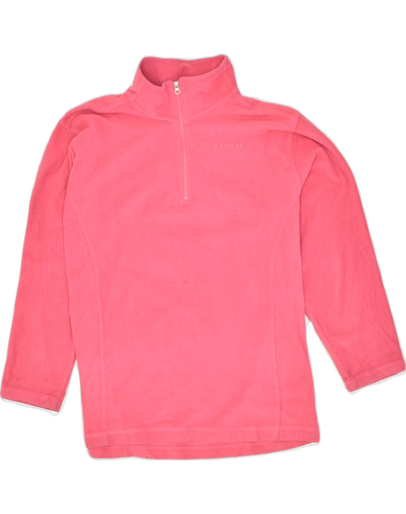 DIADORA Womens Oversized Fleece Zip Neck Jumper Sweater UK 18 XL Pink | Vintage | Thrift | Second-Hand | Used Clothing | Messina Hembry 