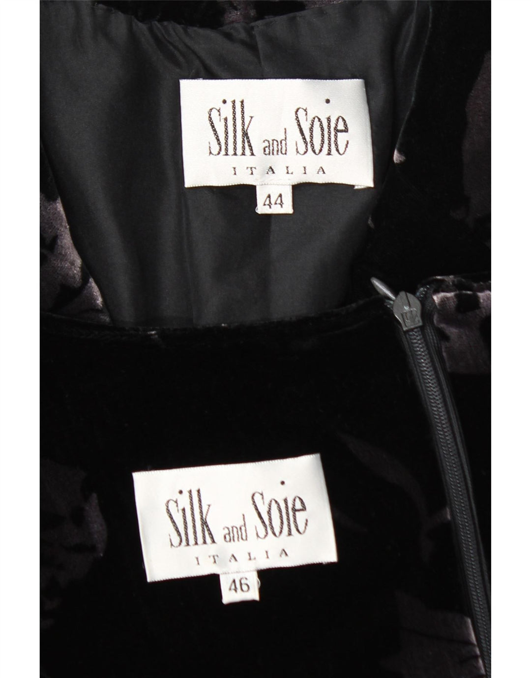 SILK AND SOIE Womens 3 Button Velvet 2 Piece Set IT 44 Medium Black Floral