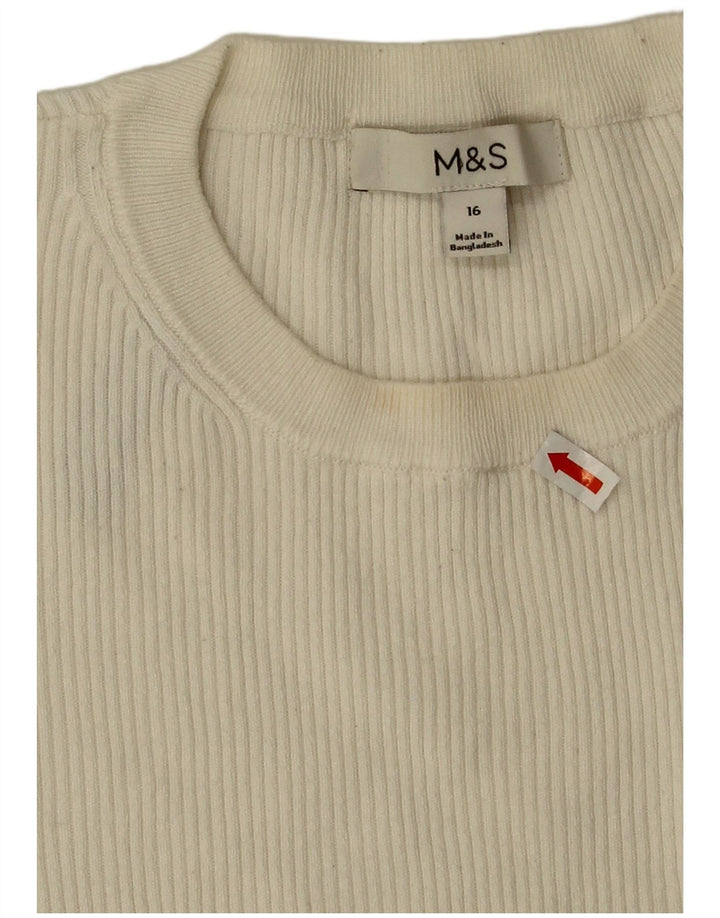 Marks & Spencer Womens Top Long Sleeve UK 16 Large  White Viscose