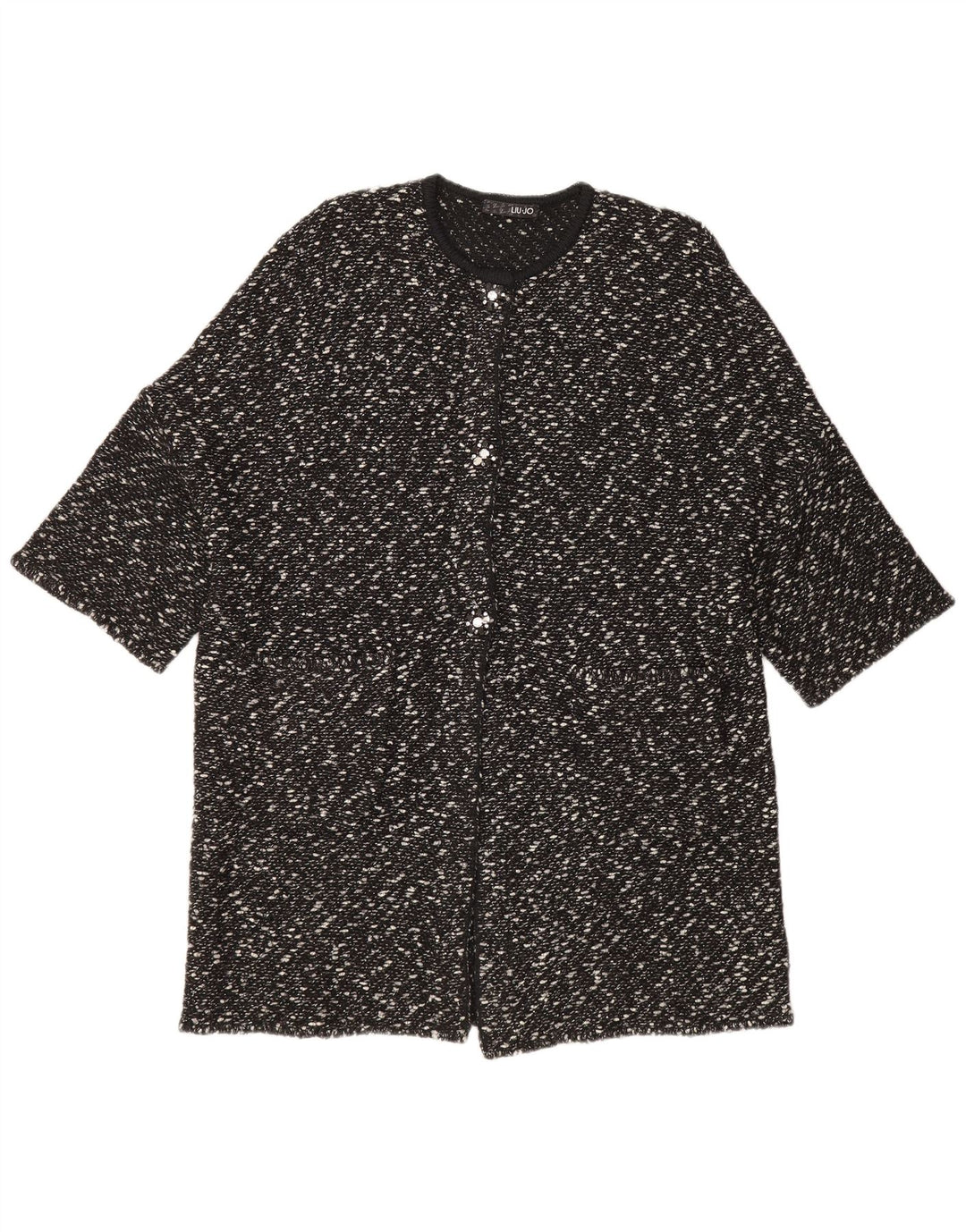 Liu Jo Womens Longline Short Sleeve Cardigan Sweater IT 44 Medium Black