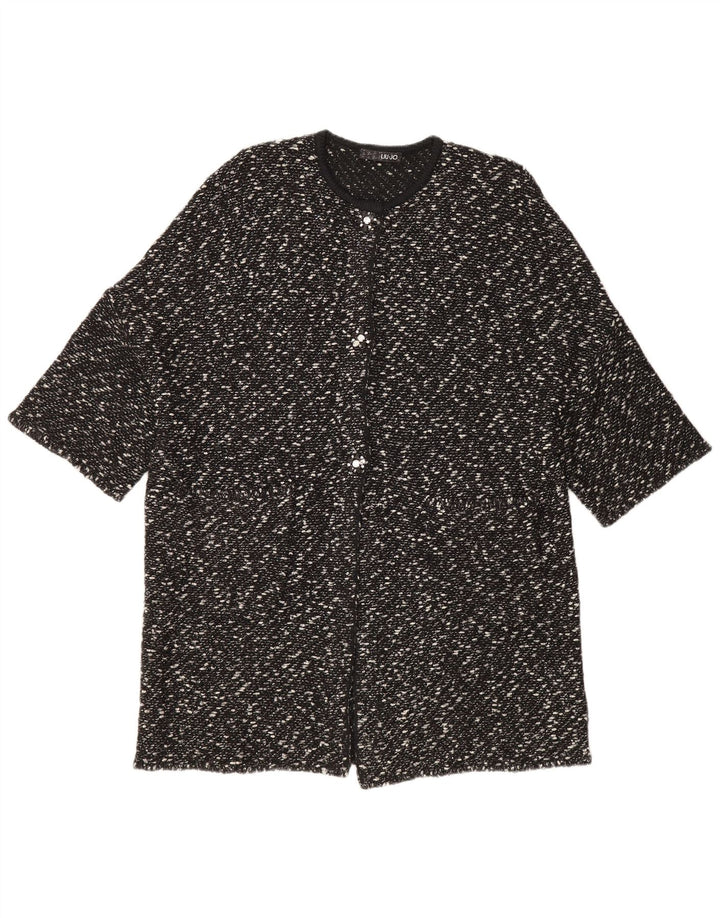Liu Jo Womens Longline Short Sleeve Cardigan Sweater IT 44 Medium Black