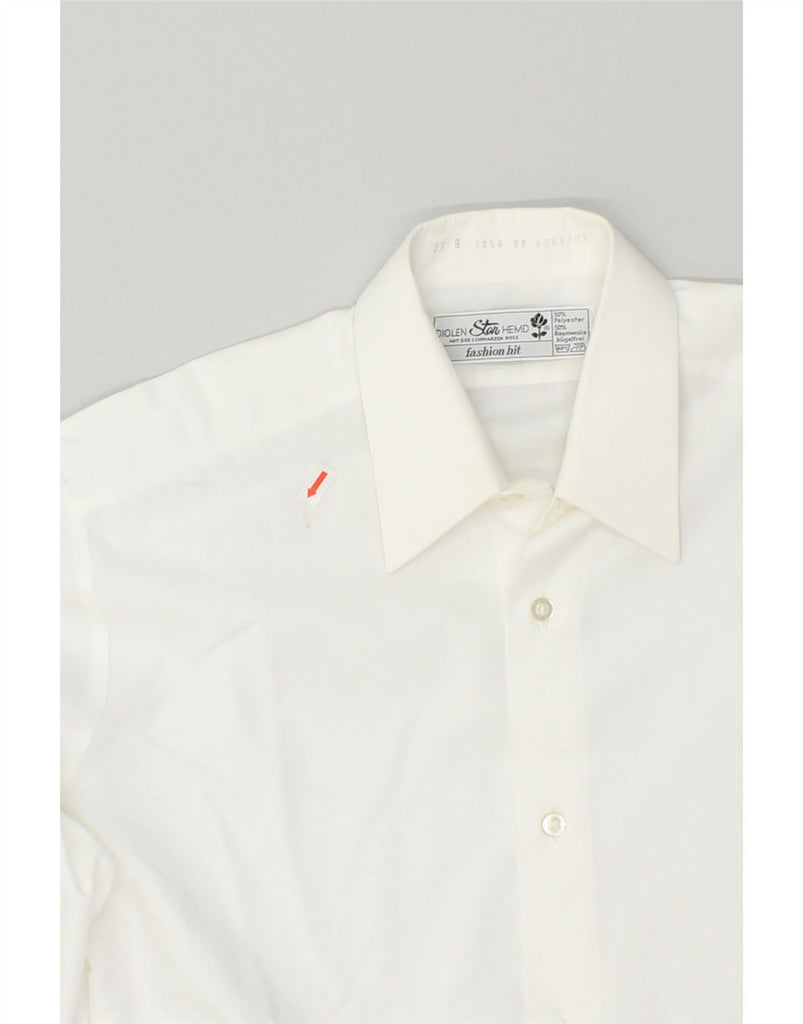 VINTAGE Mens Formal Shirt Size 37 Medium White Floral Polyester | Vintage Vintage | Thrift | Second-Hand Vintage | Used Clothing | Messina Hembry 