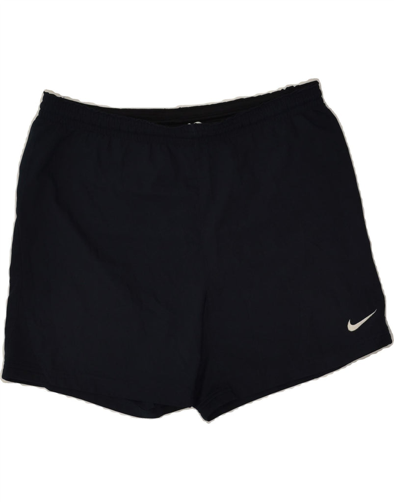 NIKE Mens Sport Shorts Small Navy Blue Polyester | Vintage Nike | Thrift | Second-Hand Nike | Used Clothing | Messina Hembry 