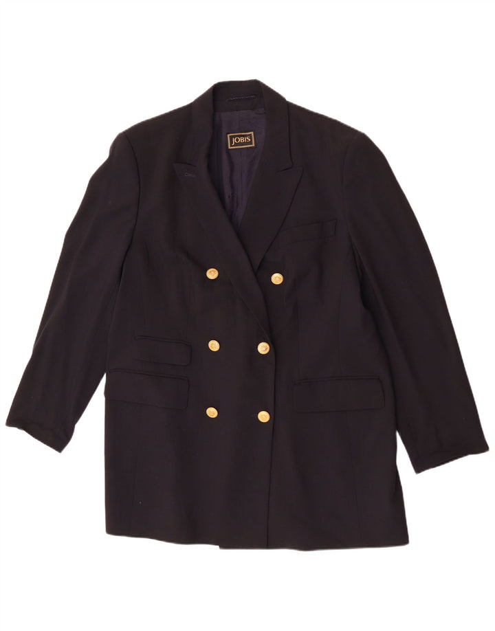 Jobis Womens Longline Double Breasted Blazer Jacket UK 14 Medium Navy Blue