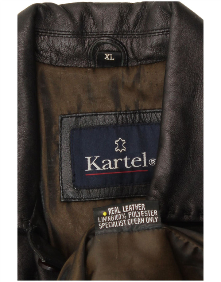 Kartel Mens Leather Jacket UK 42 XL Black Leather