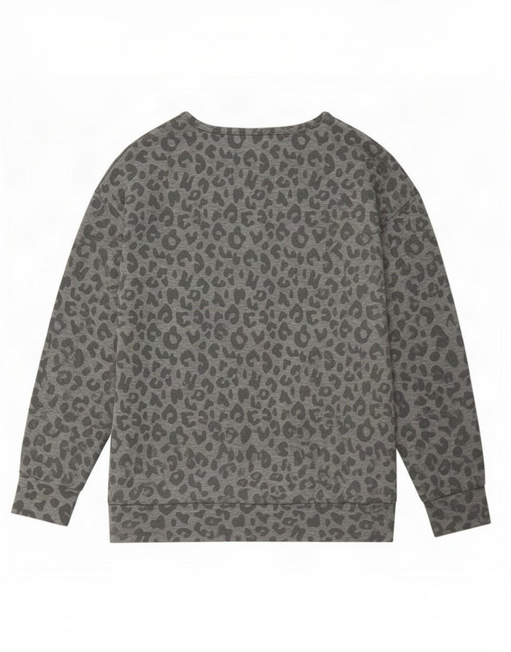 John Lewis Womens Sweatshirt Jumper UK 14 Medium Grey Animal Print
