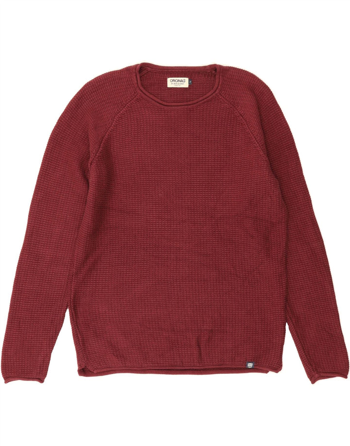 JACK & JONES Mens Crew Neck Jumper Sweater Large Maroon Cotton Vintage Jack & Jones and Second-Hand Jack & Jones from Messina Hembry 