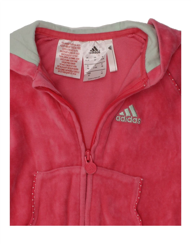 ADIDAS Girls Zip Hoodie Sweater 2-3 Years Pink Cotton | Vintage Adidas | Thrift | Second-Hand Adidas | Used Clothing | Messina Hembry 