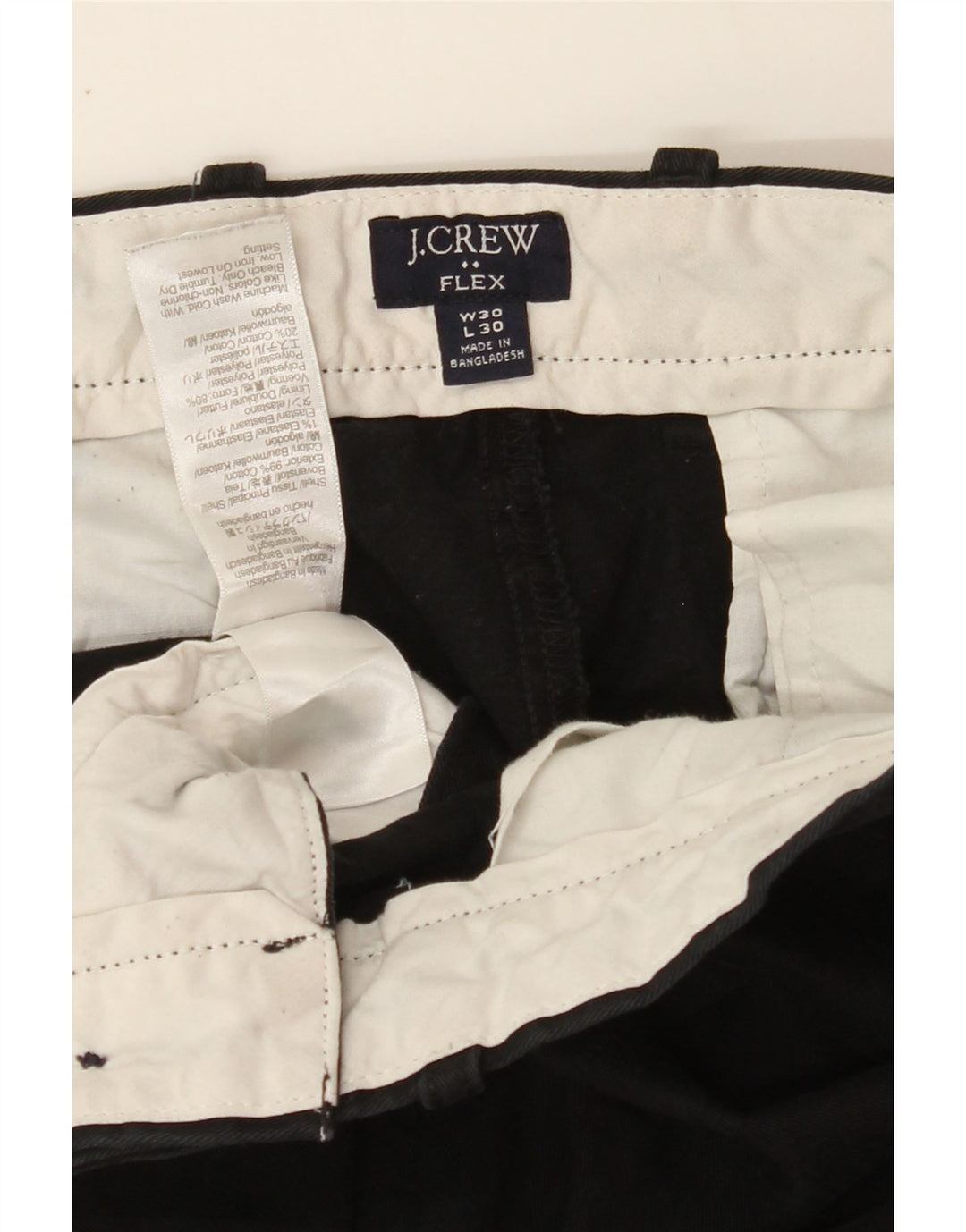 J. CREW Womens Flex Slim Chino Trousers W30 L30 Black Cotton Vintage J. Crew and Second-Hand J. Crew from Messina Hembry 