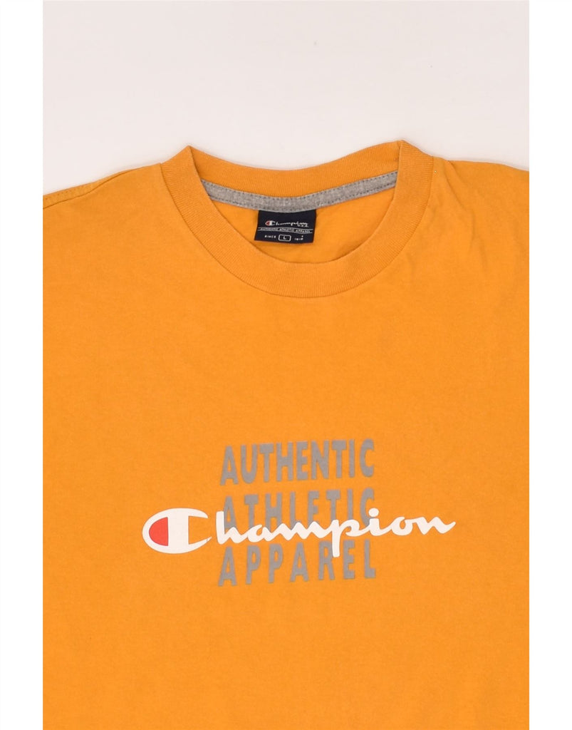 CHAMPION Mens Graphic T-Shirt Top Large Yellow | Vintage Champion | Thrift | Second-Hand Champion | Used Clothing | Messina Hembry 