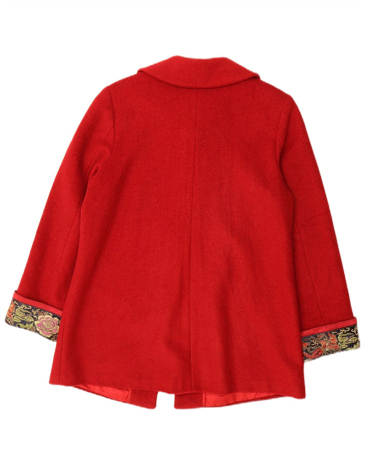 Vintage Womens Overcoat UK 14 Medium Red Paisley