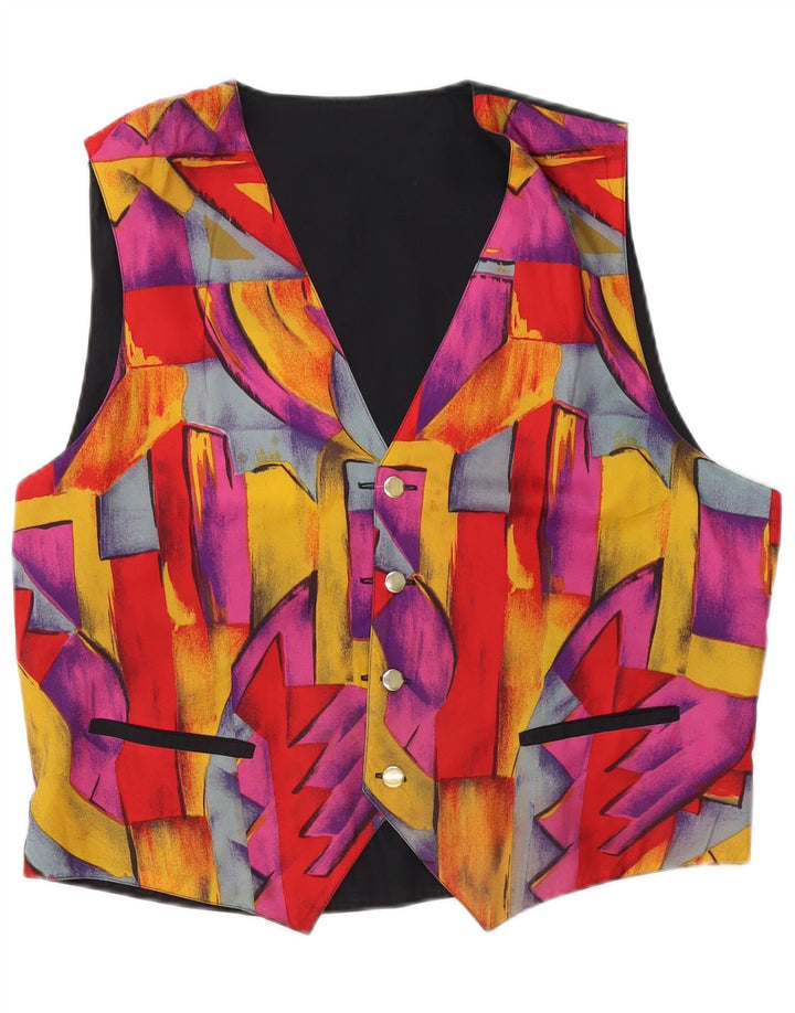 Vintage Mens Reversible Waistcoat Medium Multicoloured Geometric
