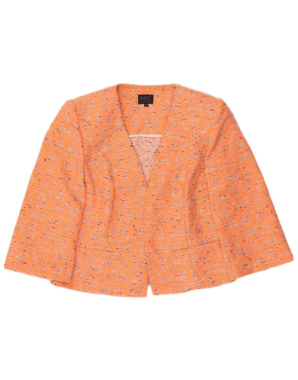 Marks & Spencer Womens 3/4 Sleeve Bolero Jacket UK 10 Small Orange Ikat