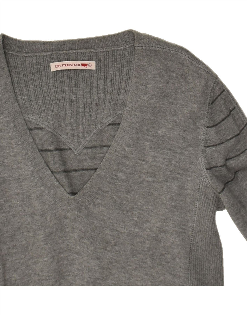 LEVI'S Womens V-Neck Jumper Sweater UK 10 Small Grey | Vintage Levi's | Thrift | Second-Hand Levi's | Used Clothing | Messina Hembry 