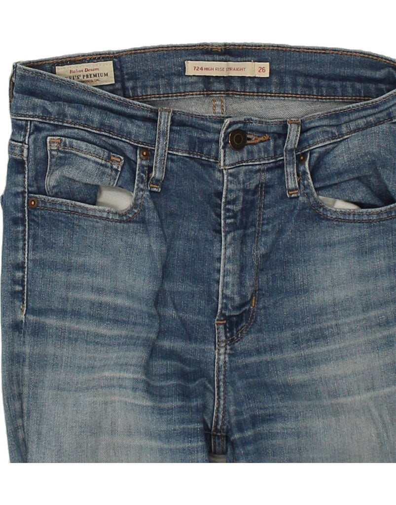 LEVI'S Womens 724 High Rise Straight Jeans W26 L32 Blue Cotton Vintage Levi's and Second-Hand Levi's from Messina Hembry 