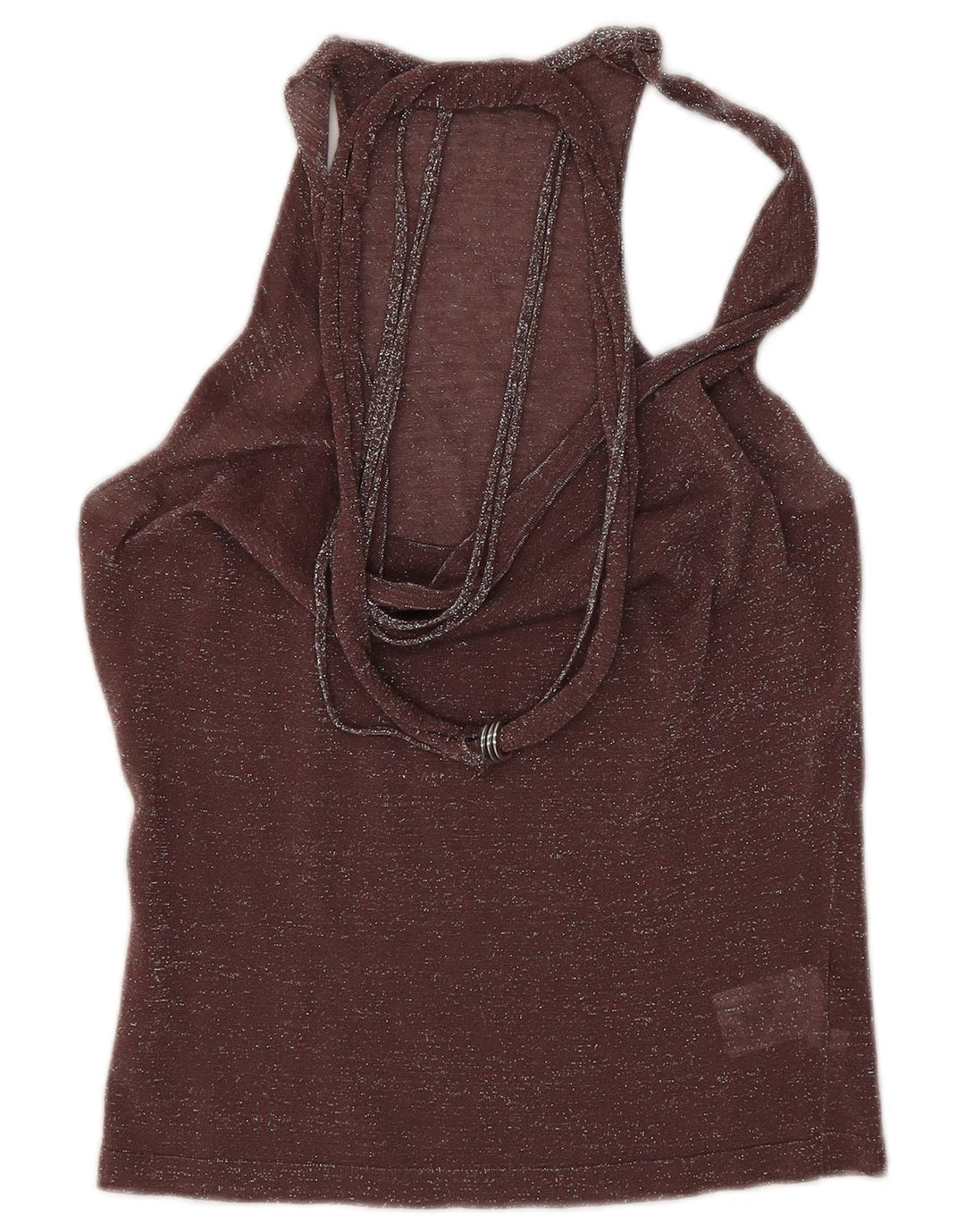 Liu Jo Womens Crop Vest Top IT 40 Small Brown Flecked Cotton