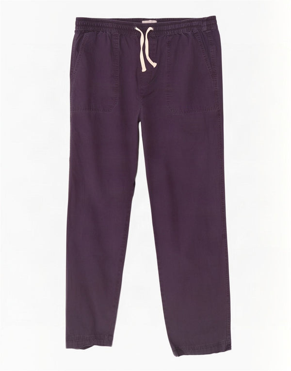 Marks & Spencer Womens Straight Casual Trousers W36 L29 Navy Blue Cotton