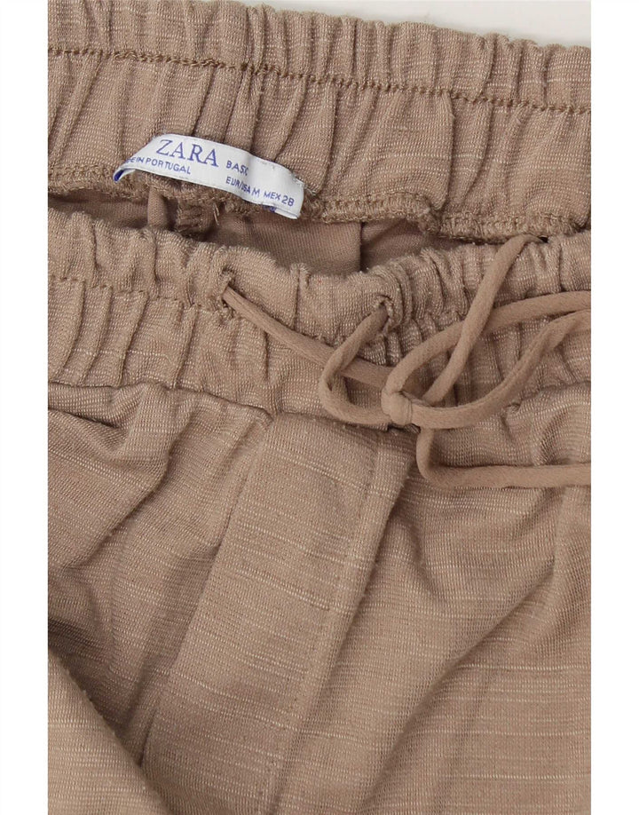 Zara Womens Crop Tracksuit Trousers UK 12 Medium Beige