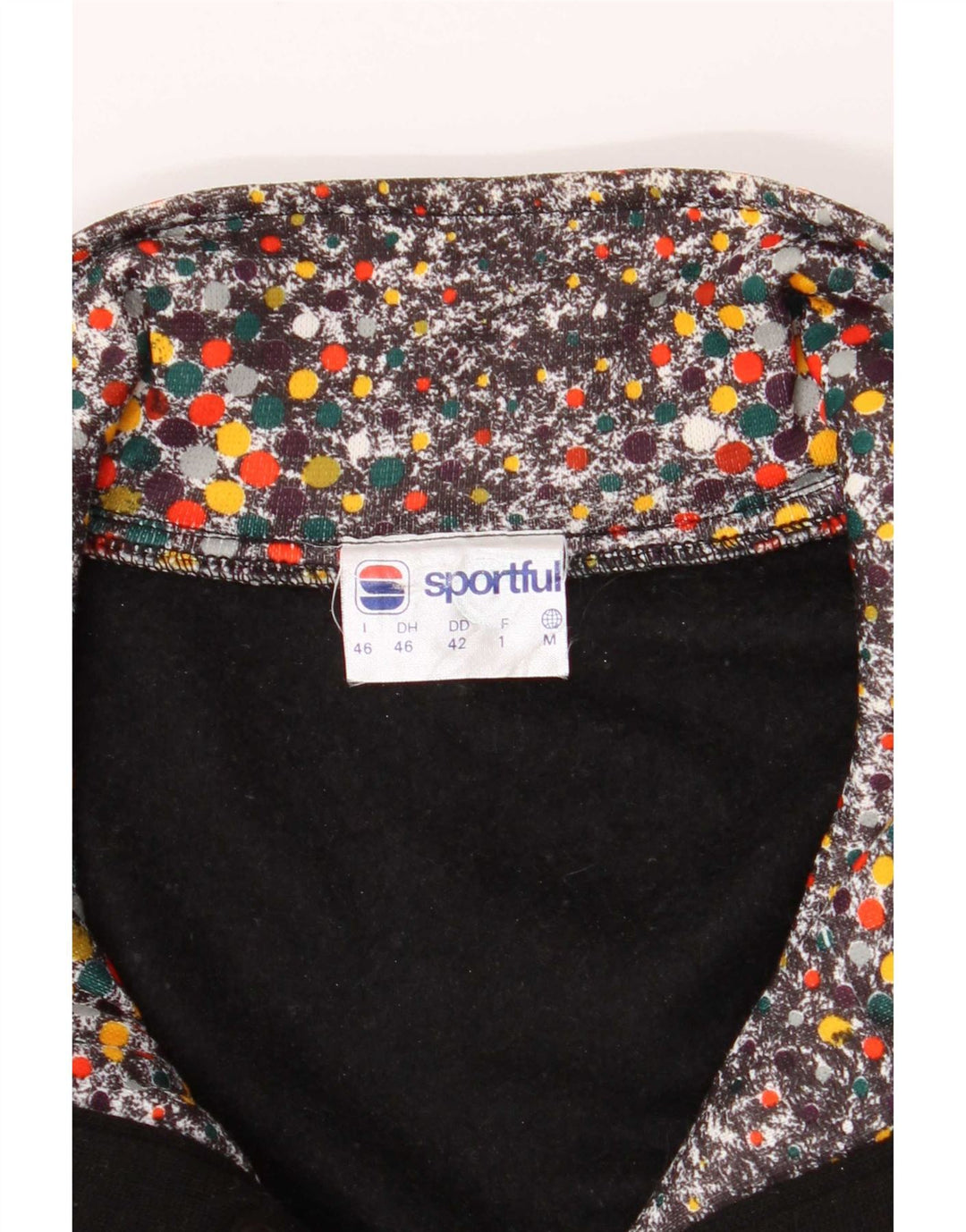 Sportful Womens Button Neck Sweatshirt Jumper IT 46 Large Black Spotted