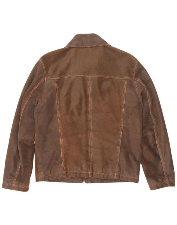 S.Oliver Mens Leather Jacket UK 38 Medium Brown