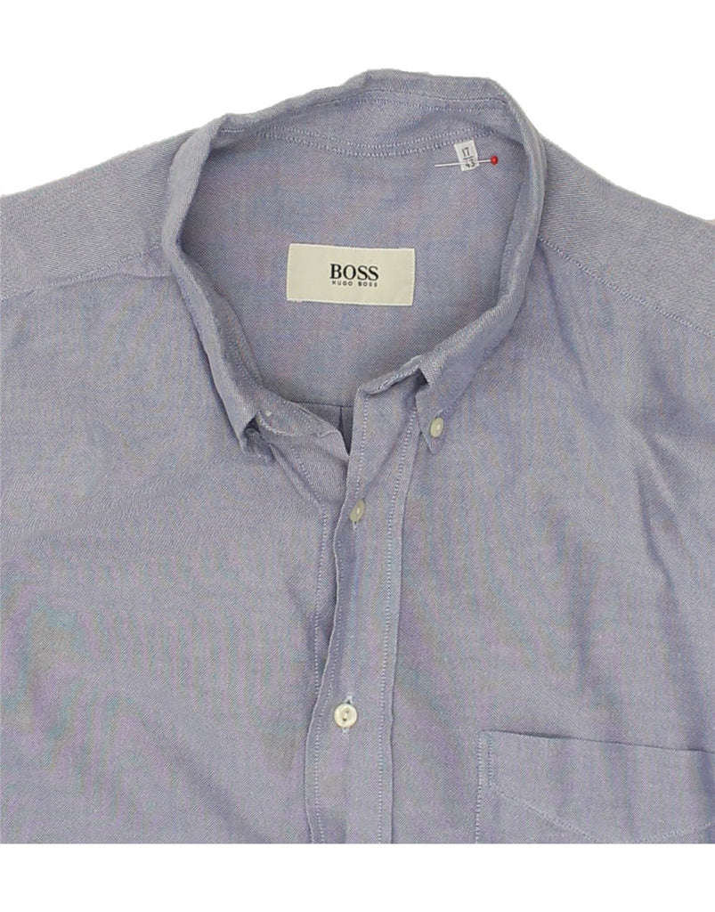 HUGO BOSS Mens Shirt Size 17 43 XL Blue Cotton | Vintage Hugo Boss | Thrift | Second-Hand Hugo Boss | Used Clothing | Messina Hembry 
