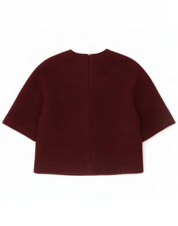 Zara Womens Loose Fit Blouse Top UK 6 XS Burgundy Wool
