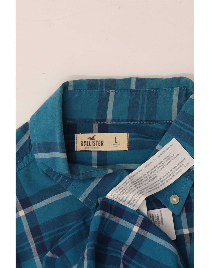 Hollister Mens Shirt Large Blue Plaid Cotton