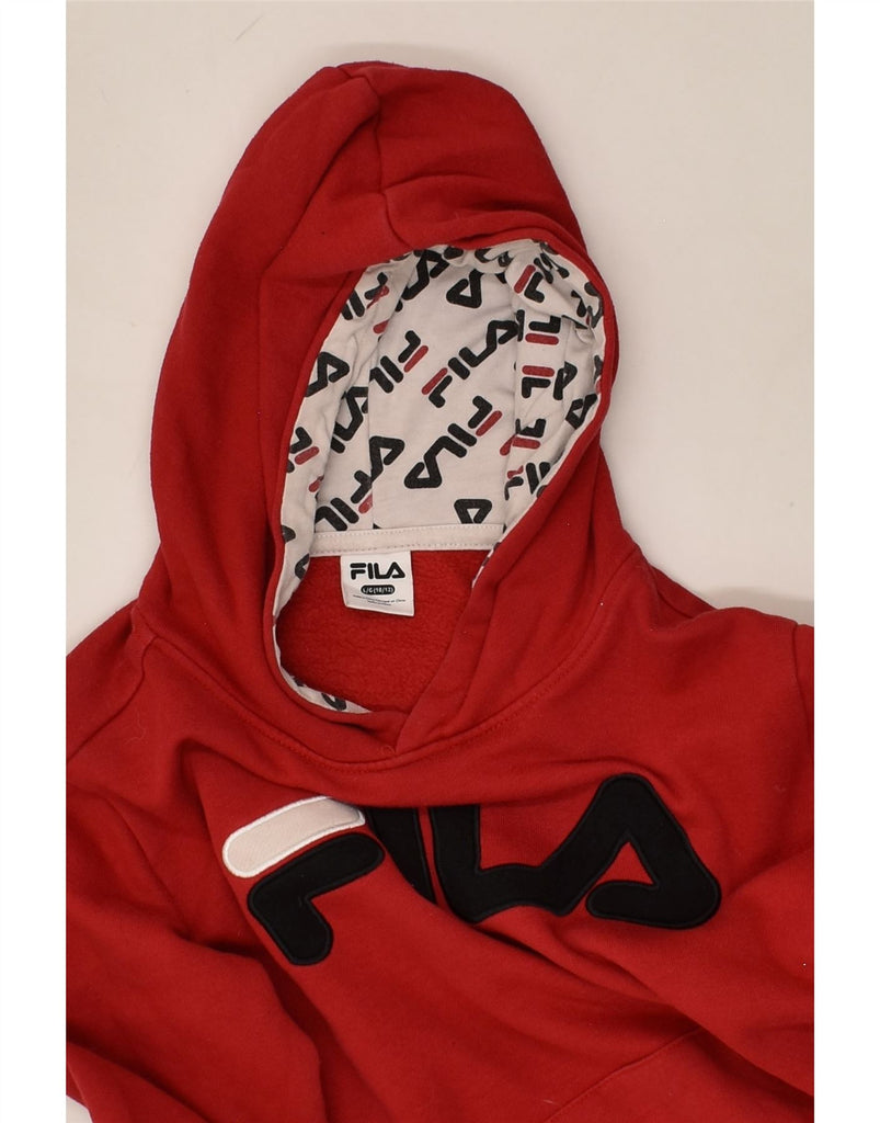 FILA Boys Graphic Hoodie Jumper 10-11 Years Large Red Cotton | Vintage Fila | Thrift | Second-Hand Fila | Used Clothing | Messina Hembry 