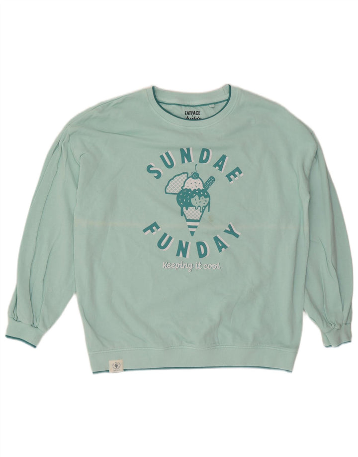 Fat Face Womens Graphic Oversized Sweatshirt Jumper UK 12 Medium Turquoise