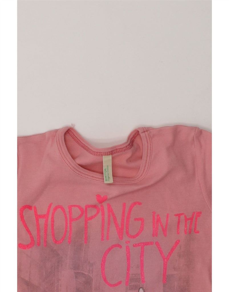 BENETTON Girls Graphic T-Shirt Top 3-4 Years 2XS Pink Cotton | Vintage Benetton | Thrift | Second-Hand Benetton | Used Clothing | Messina Hembry 