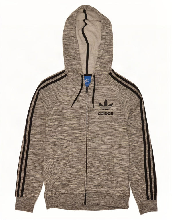 Adidas Mens Zip Hoodie Sweater XS Grey Flecked Cotton
