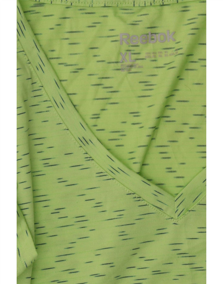 REEBOK Womens T-Shirt Top UK 18 XL Green Flecked Polyester Vintage Reebok and Second-Hand Reebok from Messina Hembry 