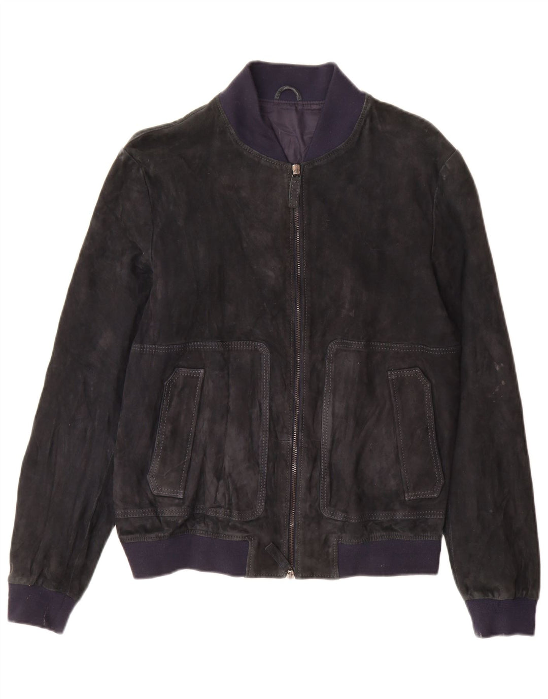 Jeckerson Womens Suede Bomber Jacket UK 18 XL Navy Blue