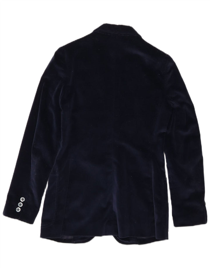 Vintage Womens Velvet 2 Button Blazer Jacket IT 42 Medium Navy Blue