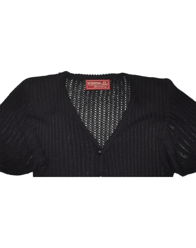 VINTAGE Womens Short Sleeve Cardigan Sweater UK 12 Medium Black | Vintage | Thrift | Second-Hand | Used Clothing | Messina Hembry 