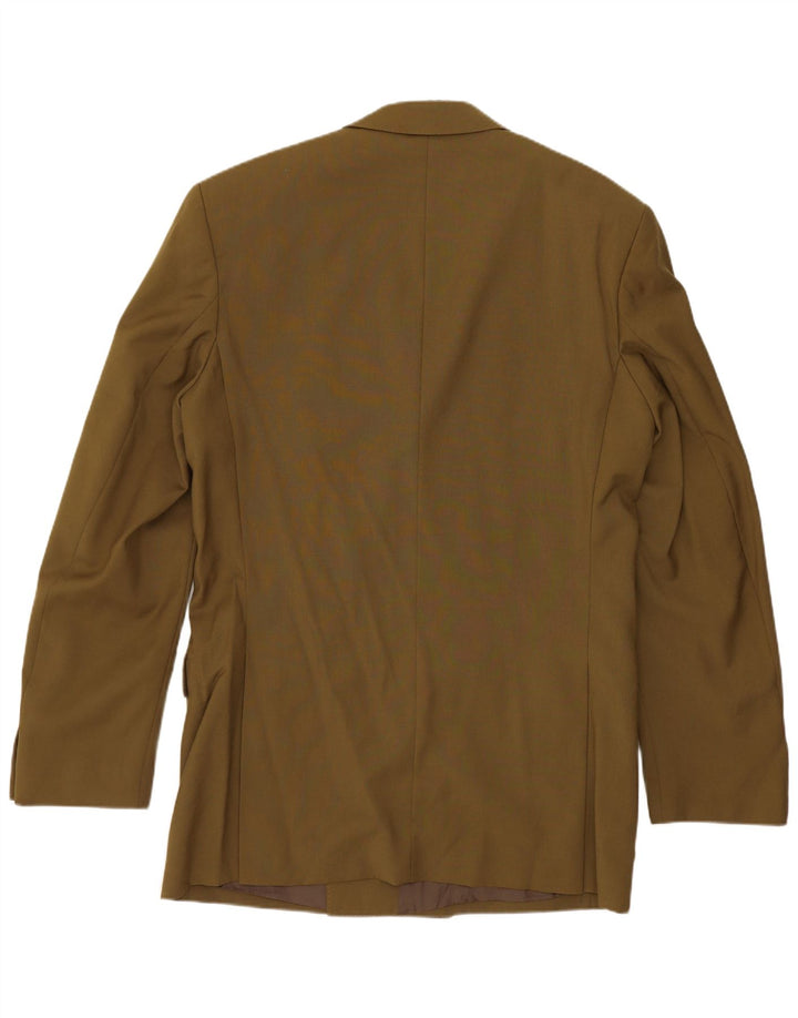 Vintage Mens Double Breasted Blazer Jacket UK 38 Medium Khaki New Wool