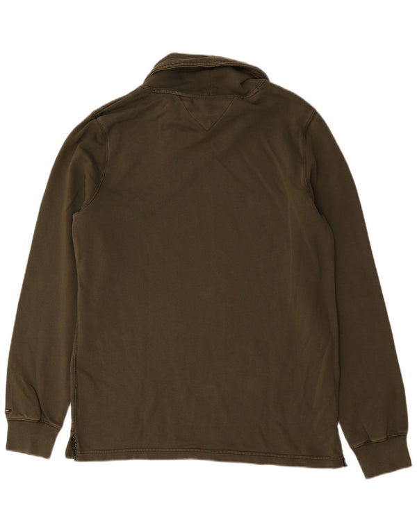 Tommy Hilfiger Mens Graphic Roll Neck Sweatshirt Jumper XL Khaki Cotton