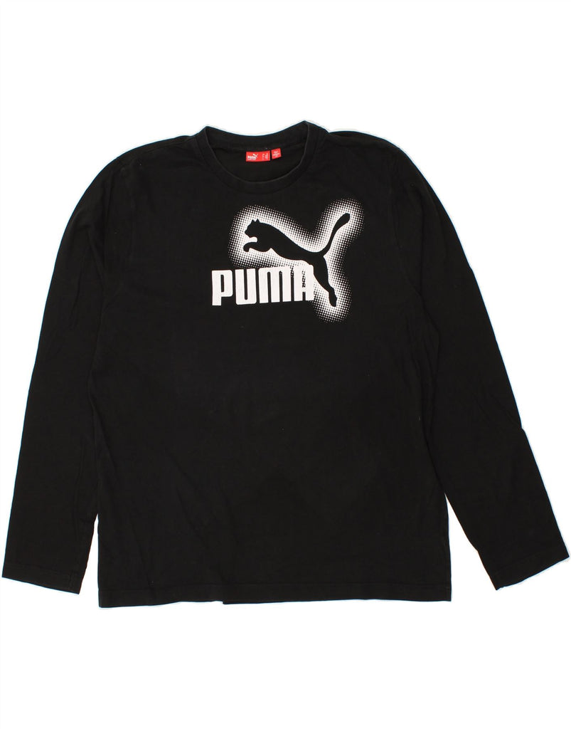 PUMA Mens Graphic Top Long Sleeve XL Black Cotton | Vintage Puma | Thrift | Second-Hand Puma | Used Clothing | Messina Hembry 