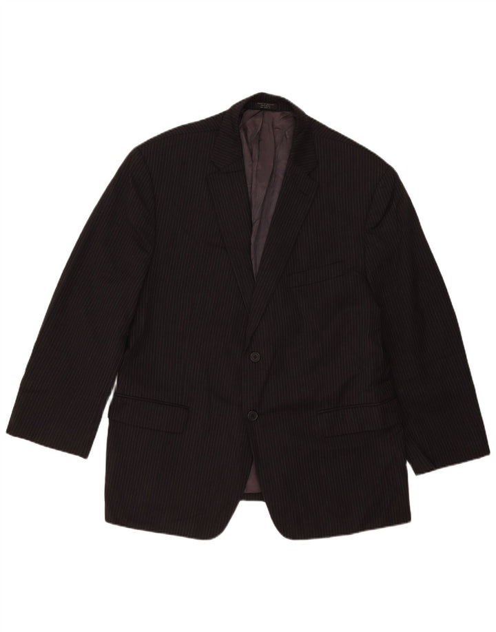 Tommy Hilfiger Mens 2 Button Blazer Jacket UK 40 Large Black Pinstripe Wool