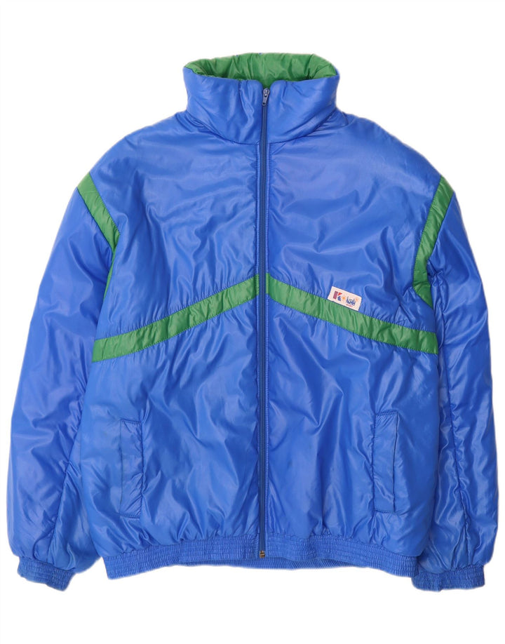 Vintage Mens Padded Jacket IT 52 XL Blue Colourblock Polyamide